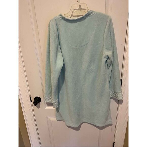 Simple Pleasures light teal green fleece night gown - Picture 5 of 8
